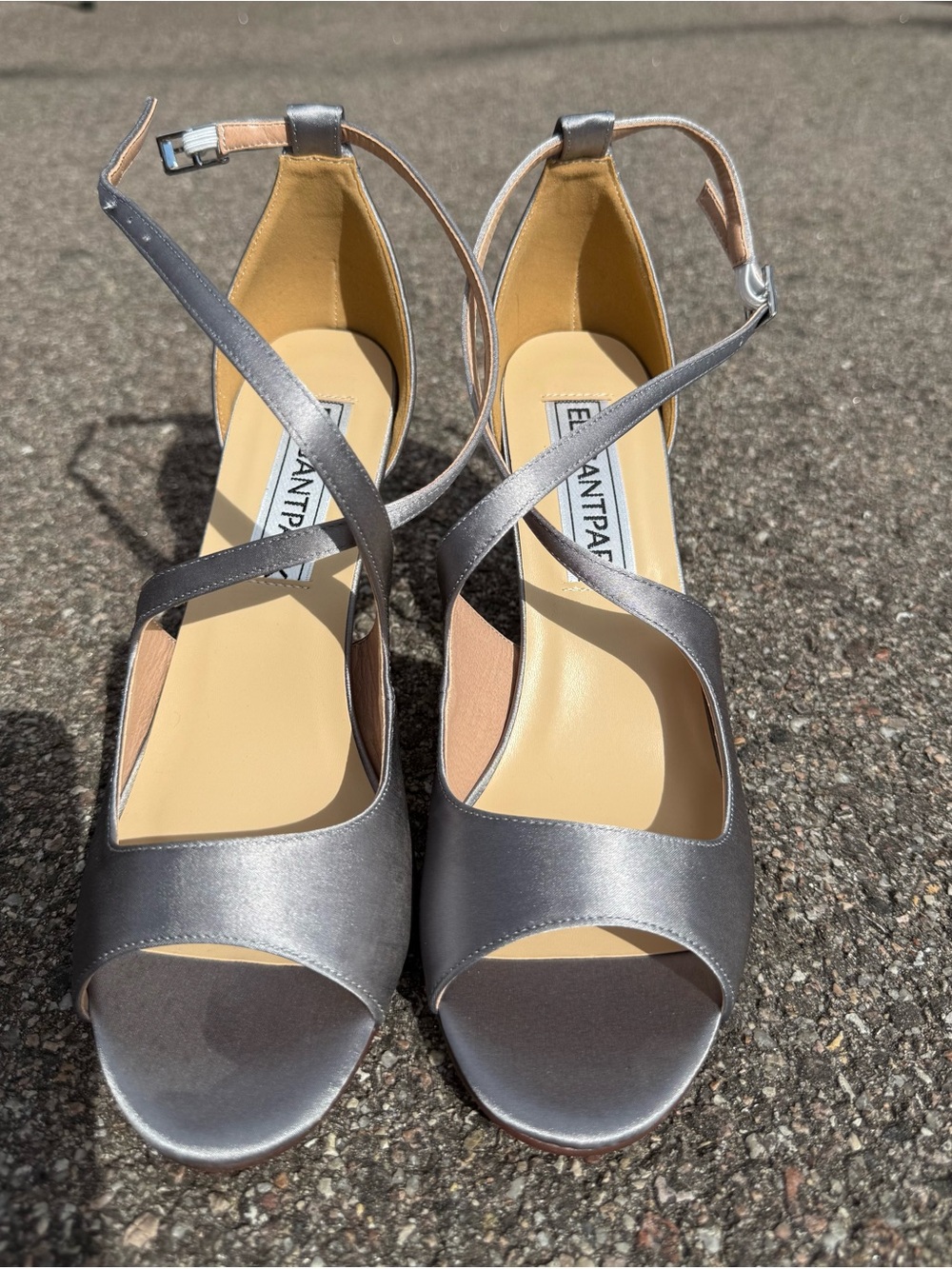 Silver Crisscross Ankle-Strap Heels